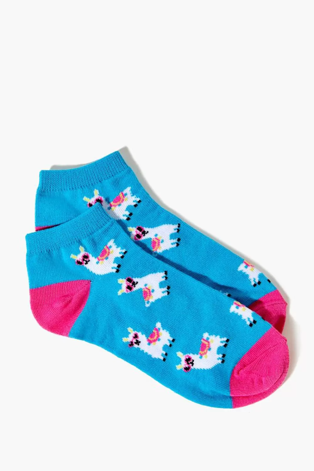 Socks + Tights>Forever 21 Llama Print Ankle Socks Blue/Multi