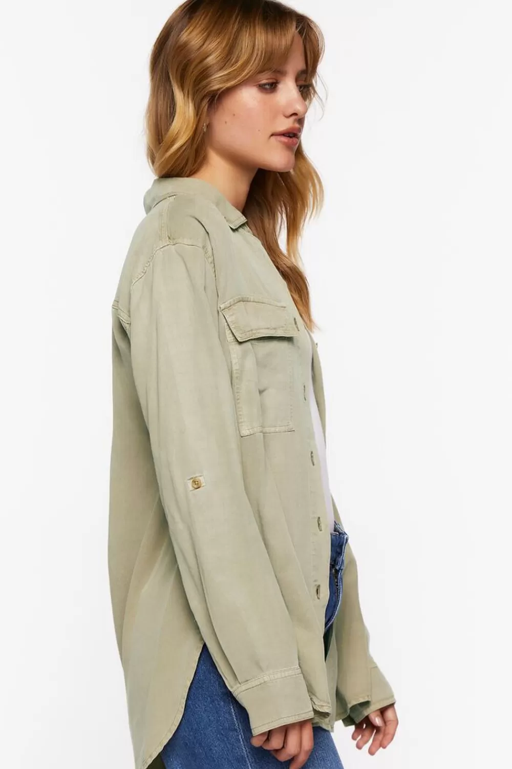 Forever 21 Long-Sleeve Dolphin-Hem Shirt | Women Tops