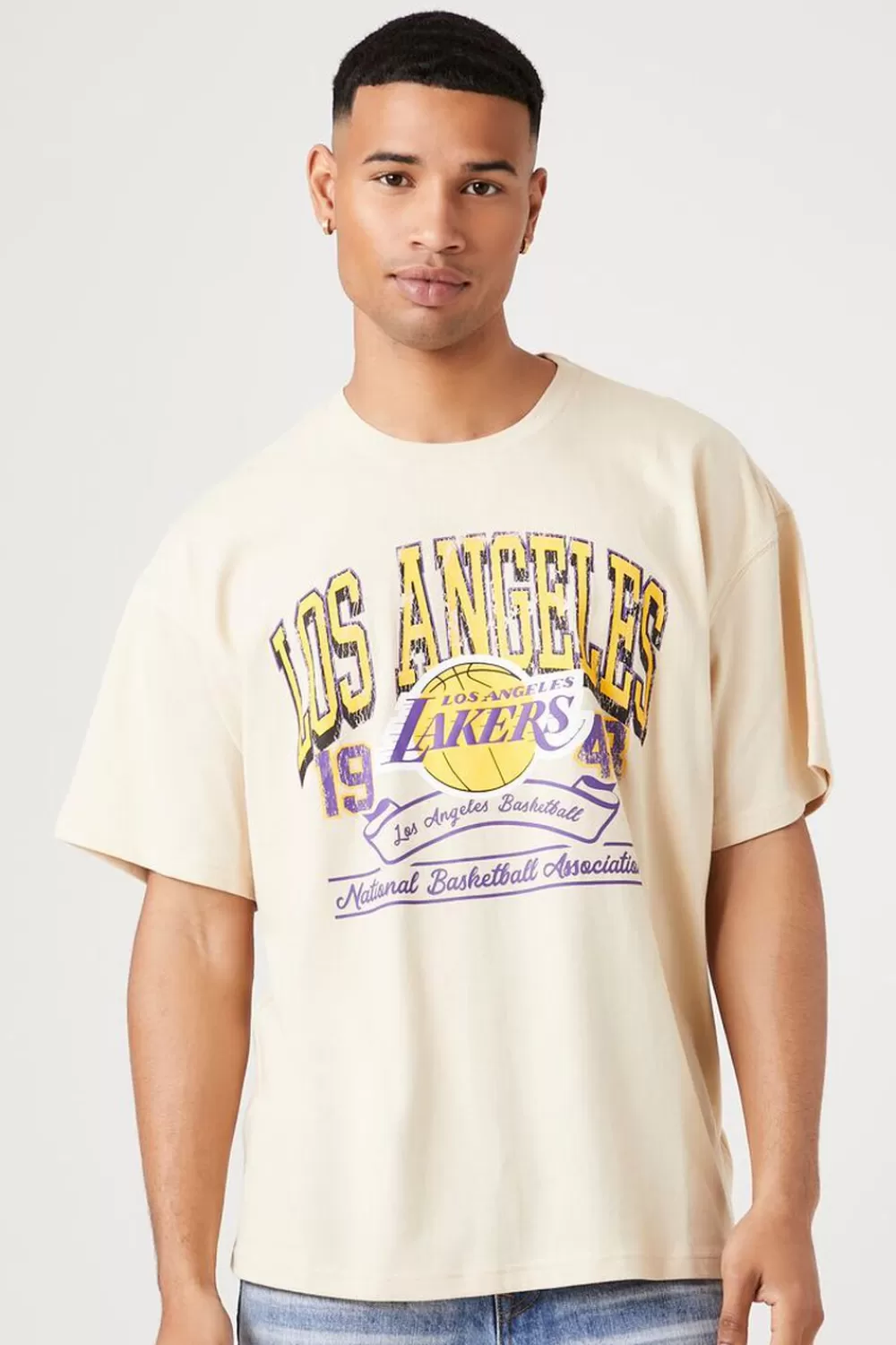 Graphic Tees>Forever 21 Los Angeles Lakers Graphic Tee Taupe/Multi
