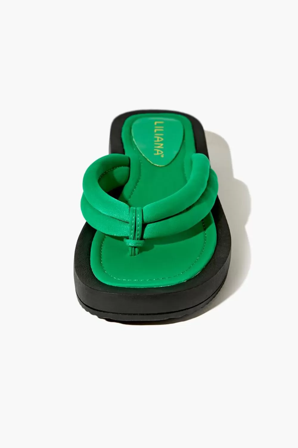 Swimwear>Forever 21 Low-Platform Thong Sandals Green