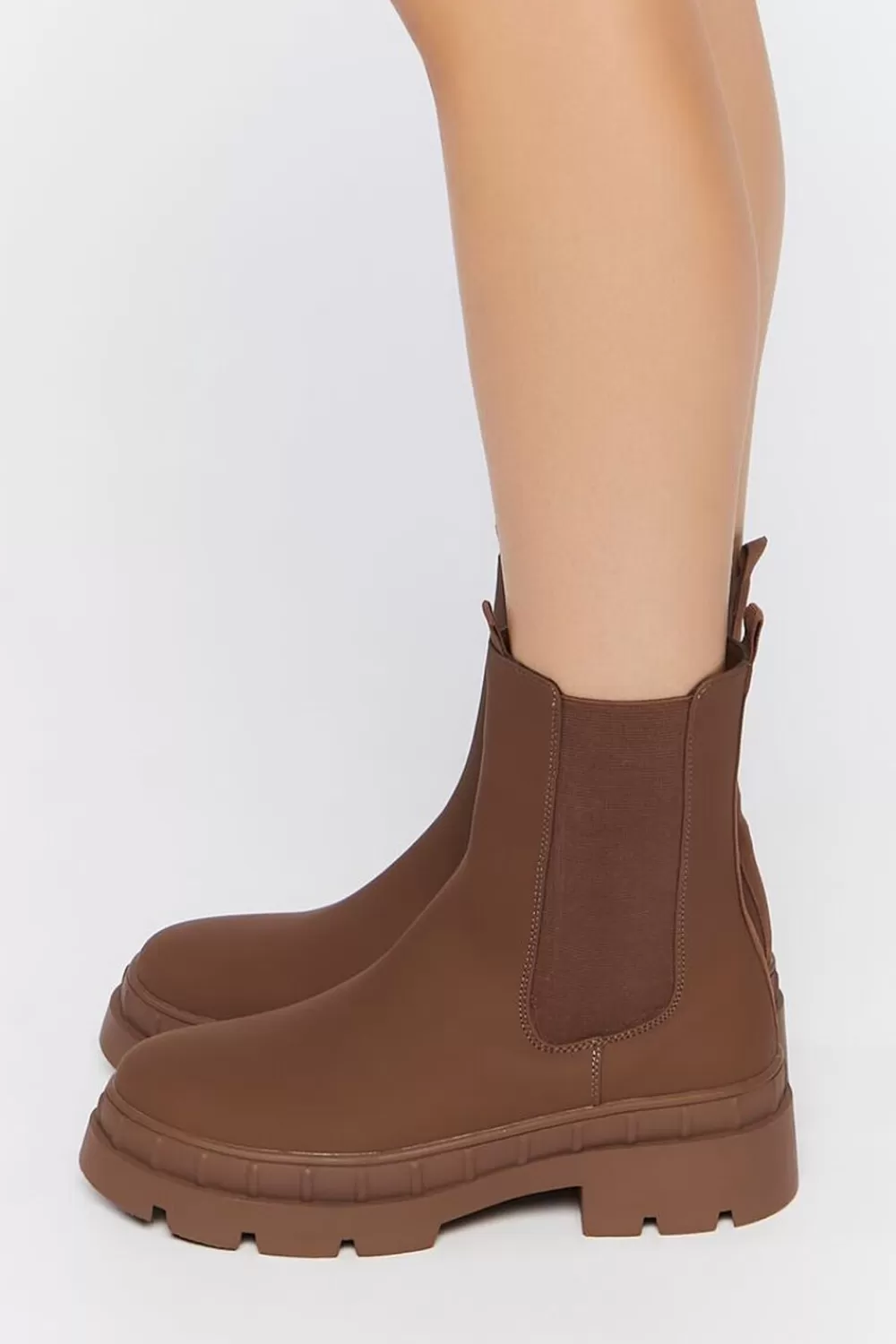 Boots + Booties>Forever 21 Lug-Sole Chelsea Boots Brown