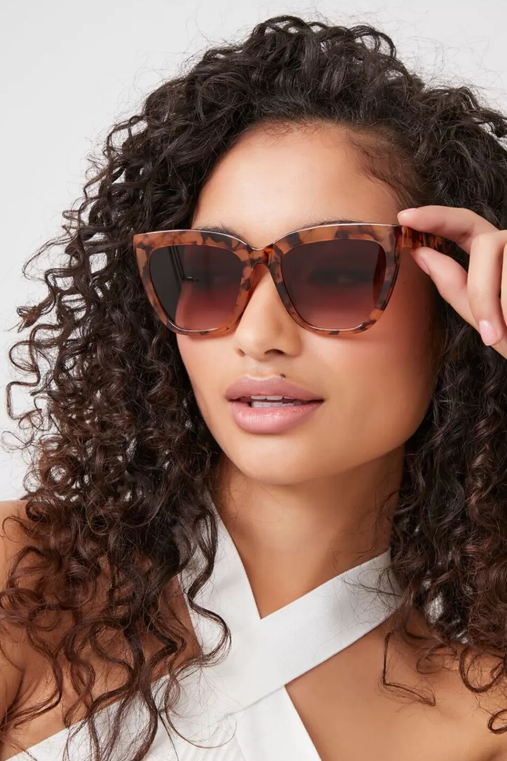 Swimwear>Forever 21 Marble Cat-Eye Sunglasses Brown/Brown
