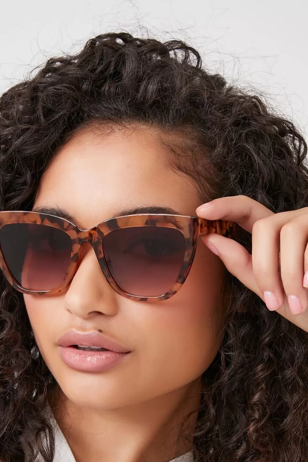 Swimwear>Forever 21 Marble Cat-Eye Sunglasses Brown/Brown