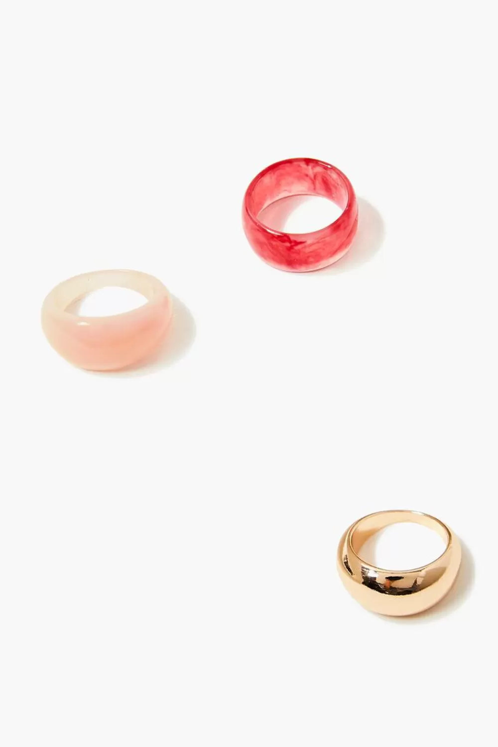 Rings>Forever 21 Marble Ring Set Pink/Gold