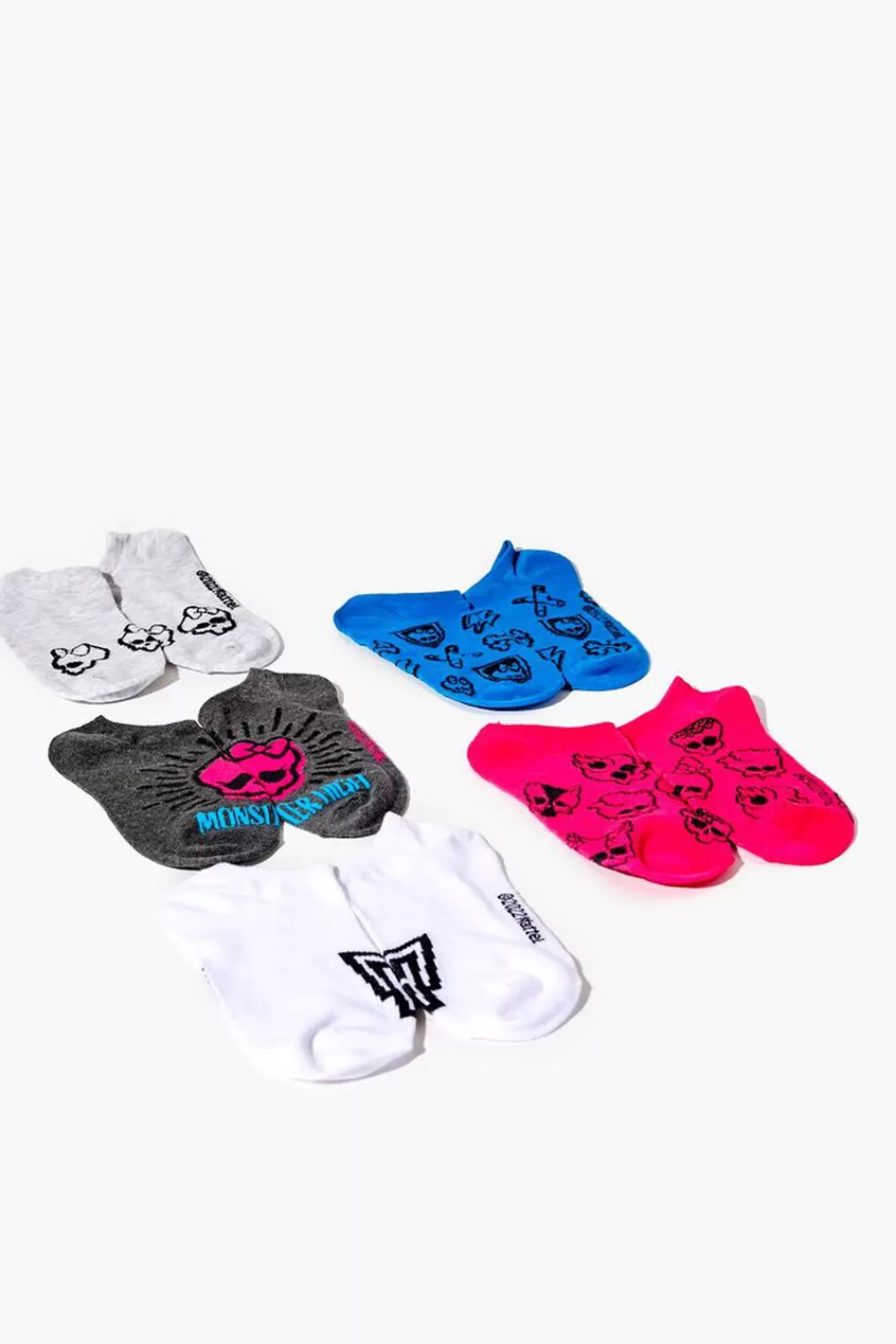 Socks + Tights>Forever 21 Monster High Ankle Sock Set - 5 Pack Pink/Multi