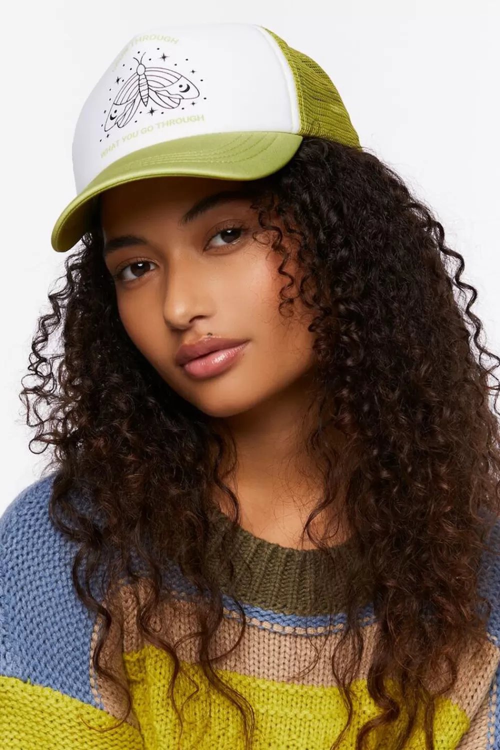 Hats + Beanies>Forever 21 Moth Graphic Trucker Hat Green/Multi