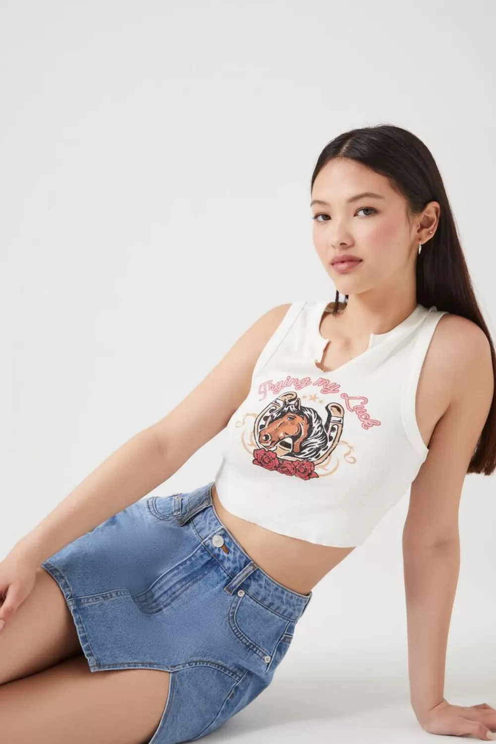 Bottoms>Forever 21 M-Slit Mini Skirt Denim