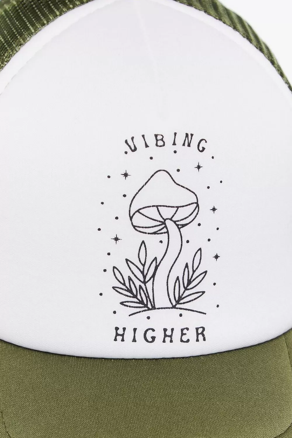 Hats + Beanies>Forever 21 Mushroom Graphic Trucker Hat Olive/Multi