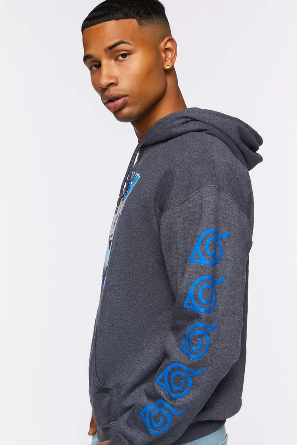 Graphic Tees>Forever 21 Naruto Graphic Hoodie Charcoal/Multi