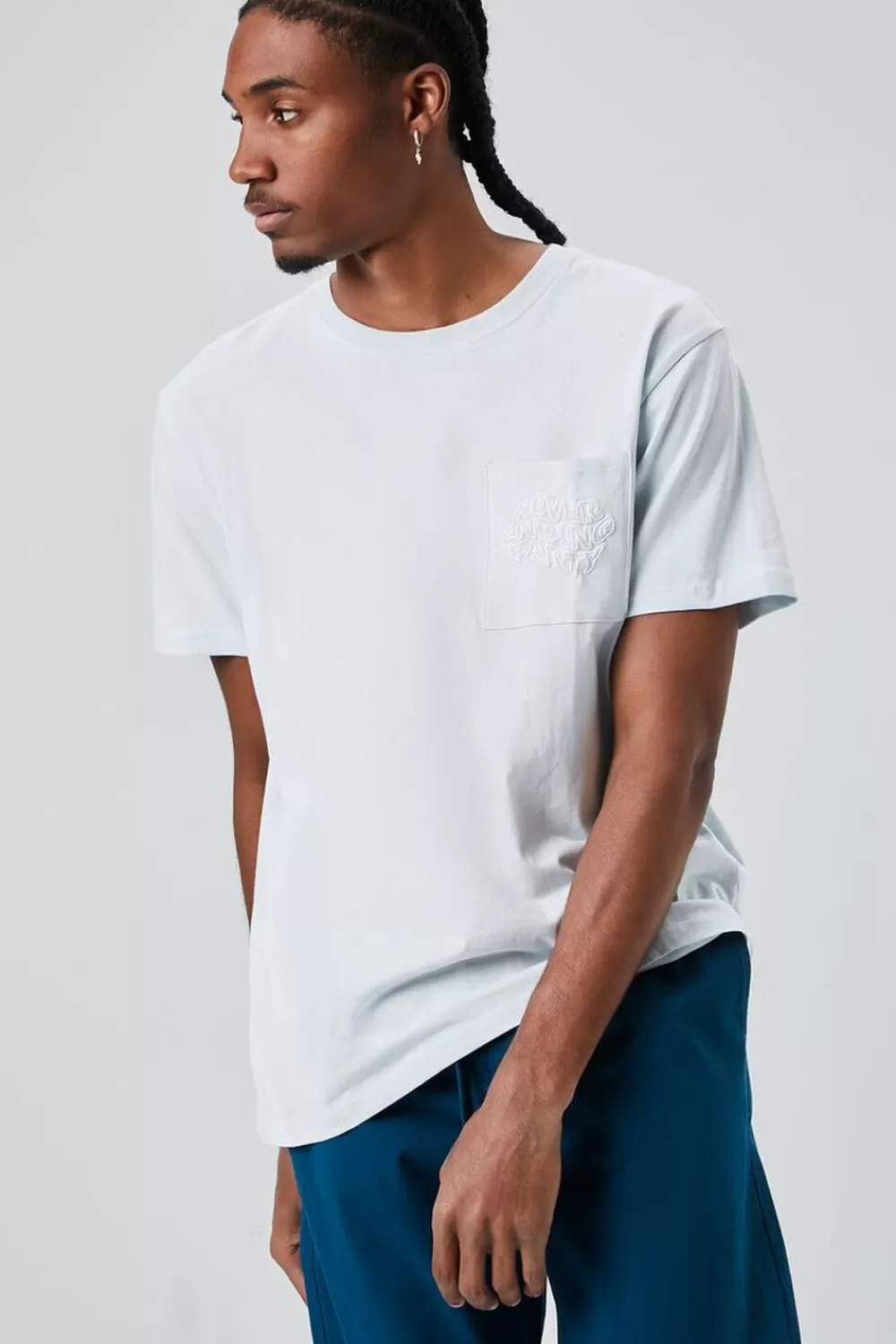 Graphic Tees>Forever 21 Never Ending Party Graphic Tee Blue/White
