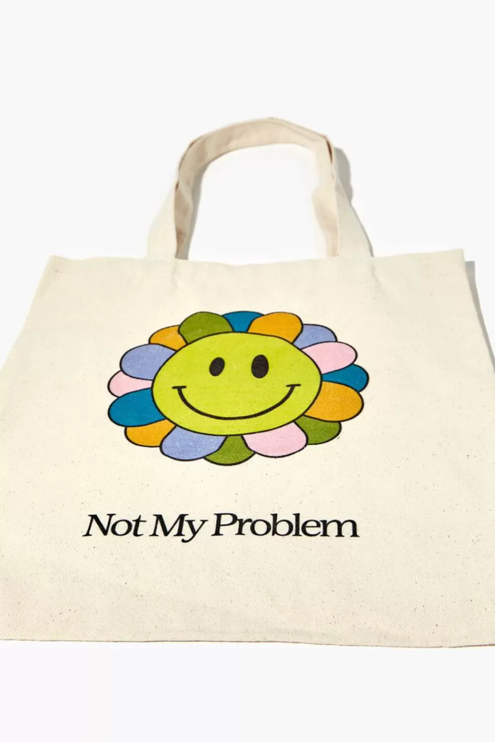 Bags + Backpacks>Forever 21 Not My Problem Graphic Tote Bag Natural/Multi