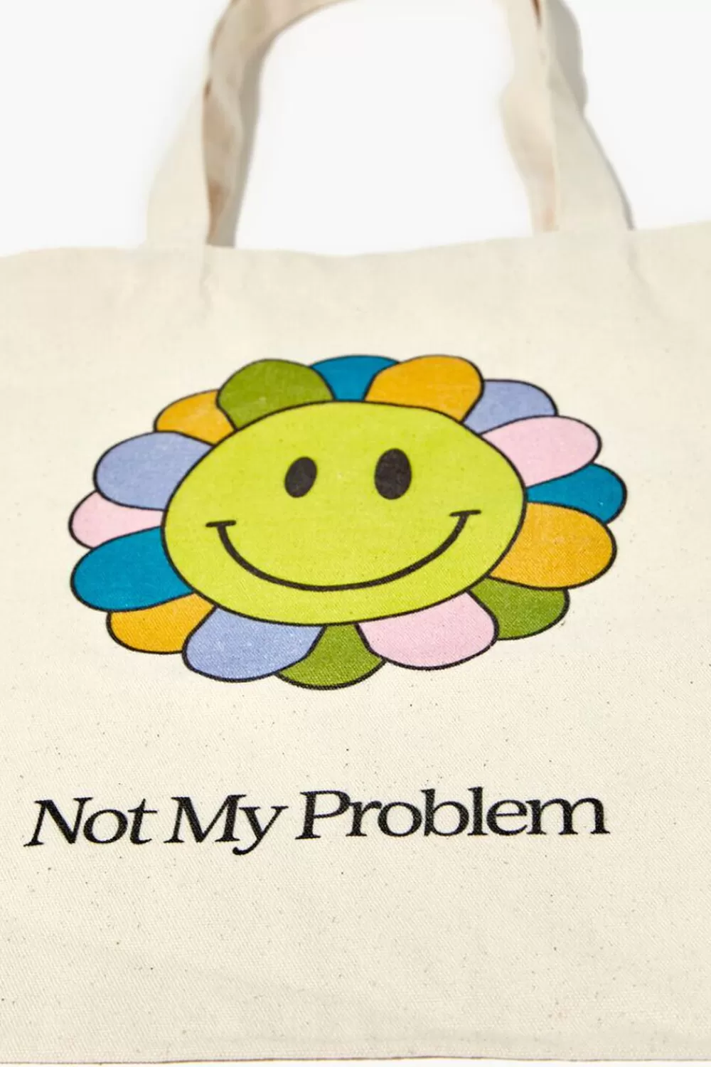 Bags + Backpacks>Forever 21 Not My Problem Graphic Tote Bag Natural/Multi