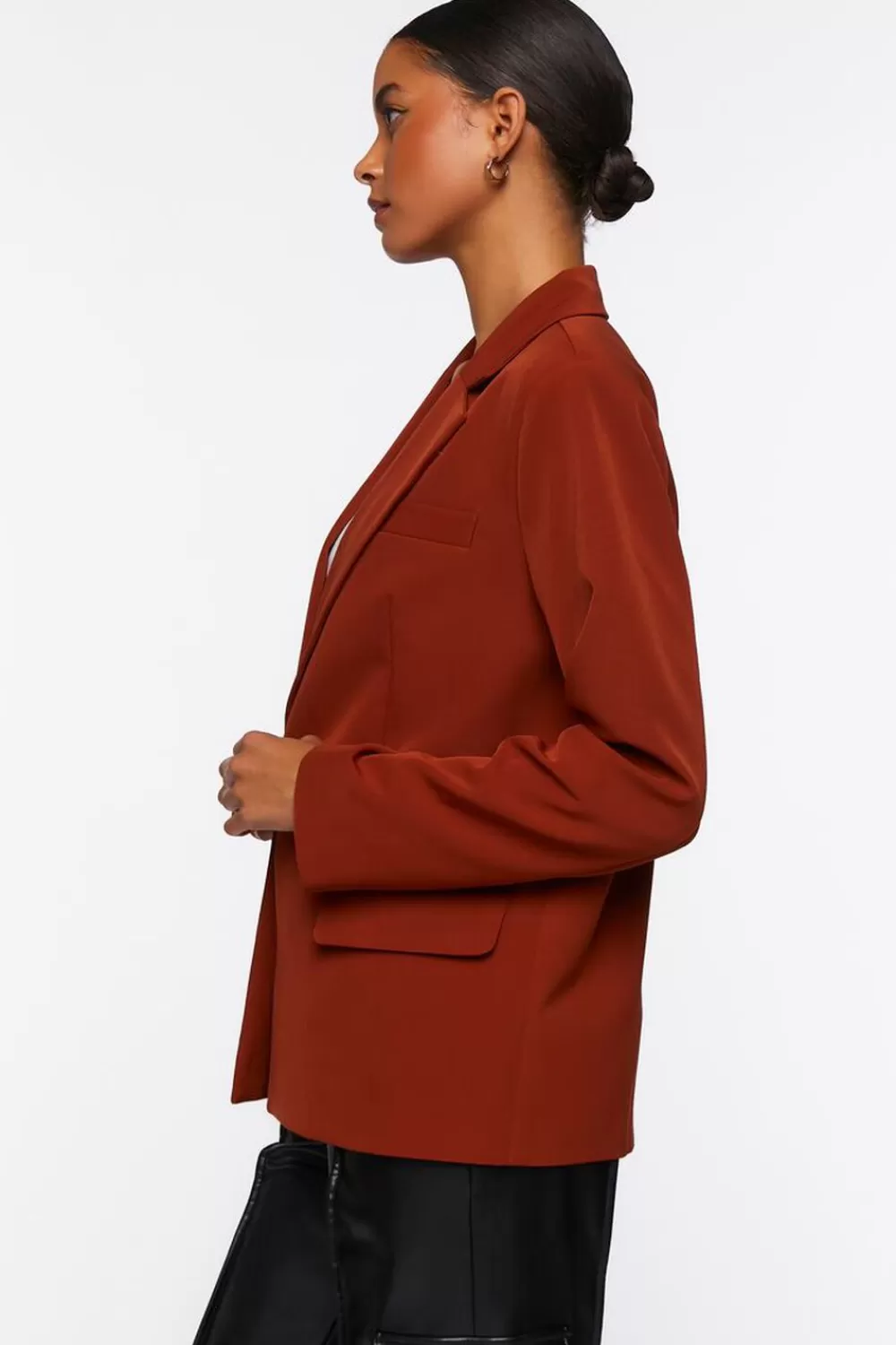 Matching Sets>Forever 21 Notched-Lapel Single-Breasted Blazer Brown
