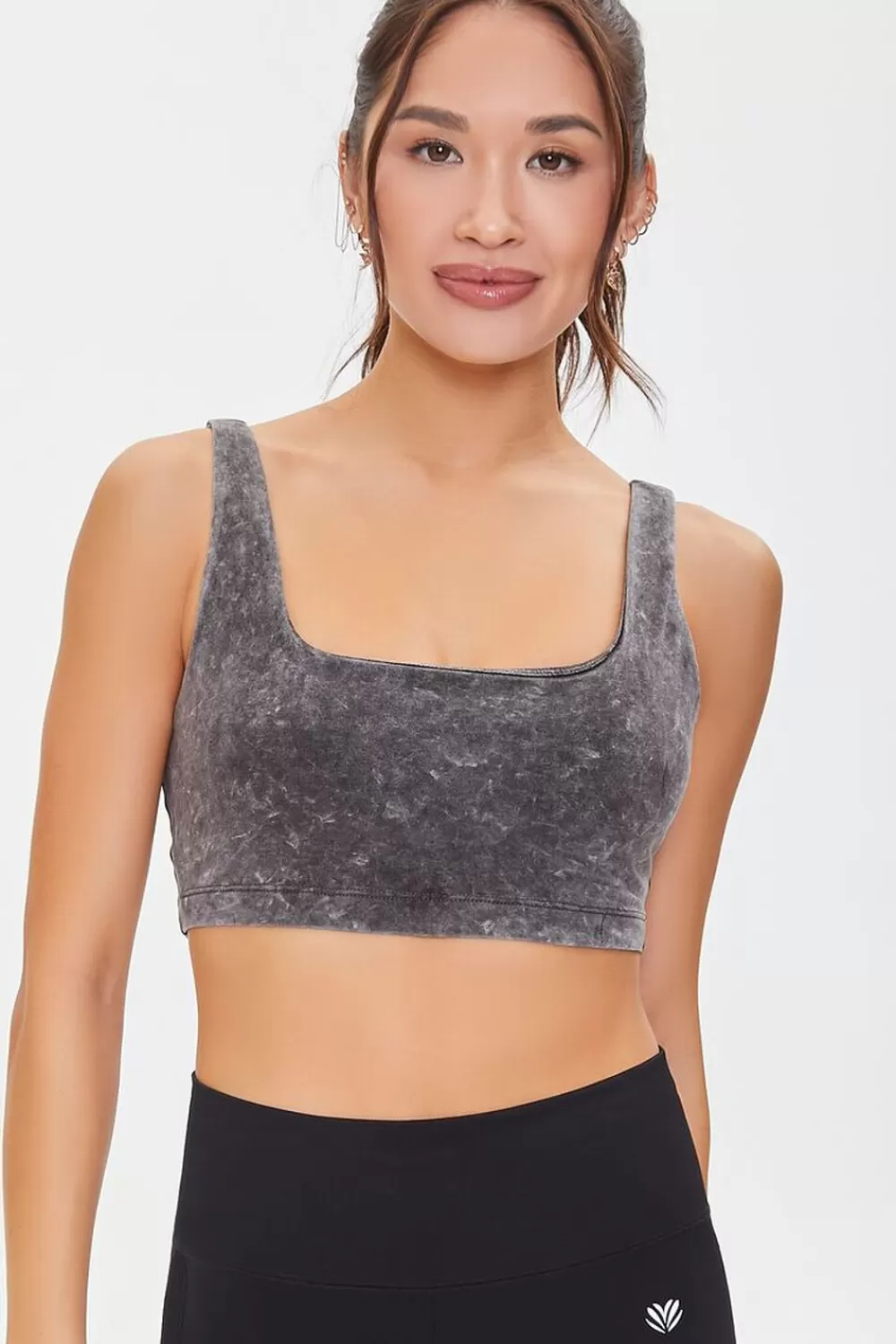 Activewear>Forever 21 Oil Wash Longline Sports Bra Charcoal