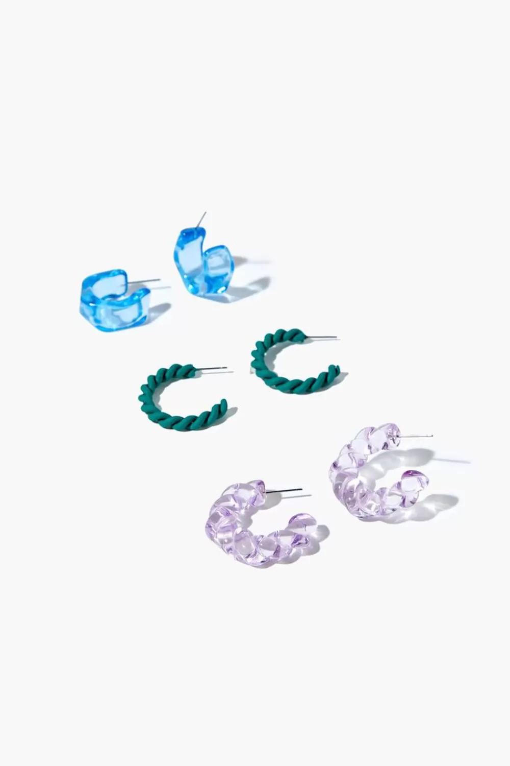 Earrings>Forever 21 Open-End Hoop Earring Set Blue/Green