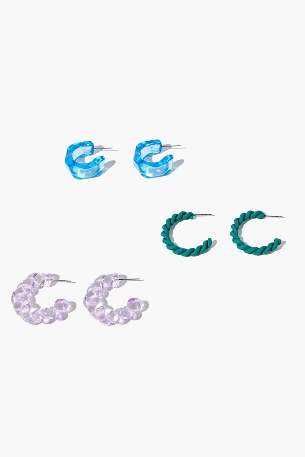Earrings>Forever 21 Open-End Hoop Earring Set Blue/Green