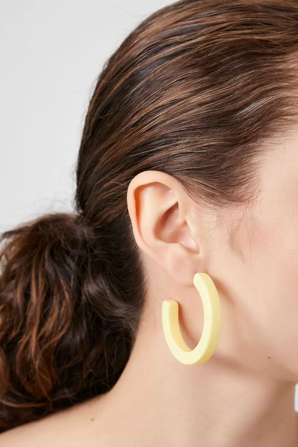 Earrings>Forever 21 Open-Ended Hoop Earrings Yellow