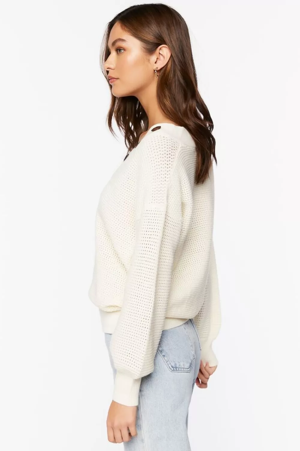 Forever 21 Open-Knit Buttoned Sweater | Women Tops
