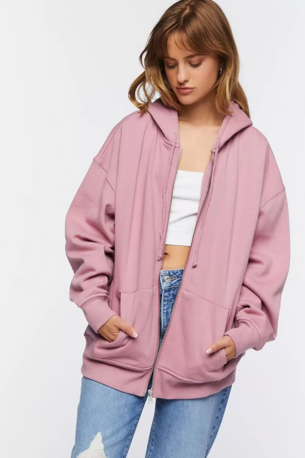 Forever 21 Organically Grown Cotton Zip-Up Hoodie | Women Tops