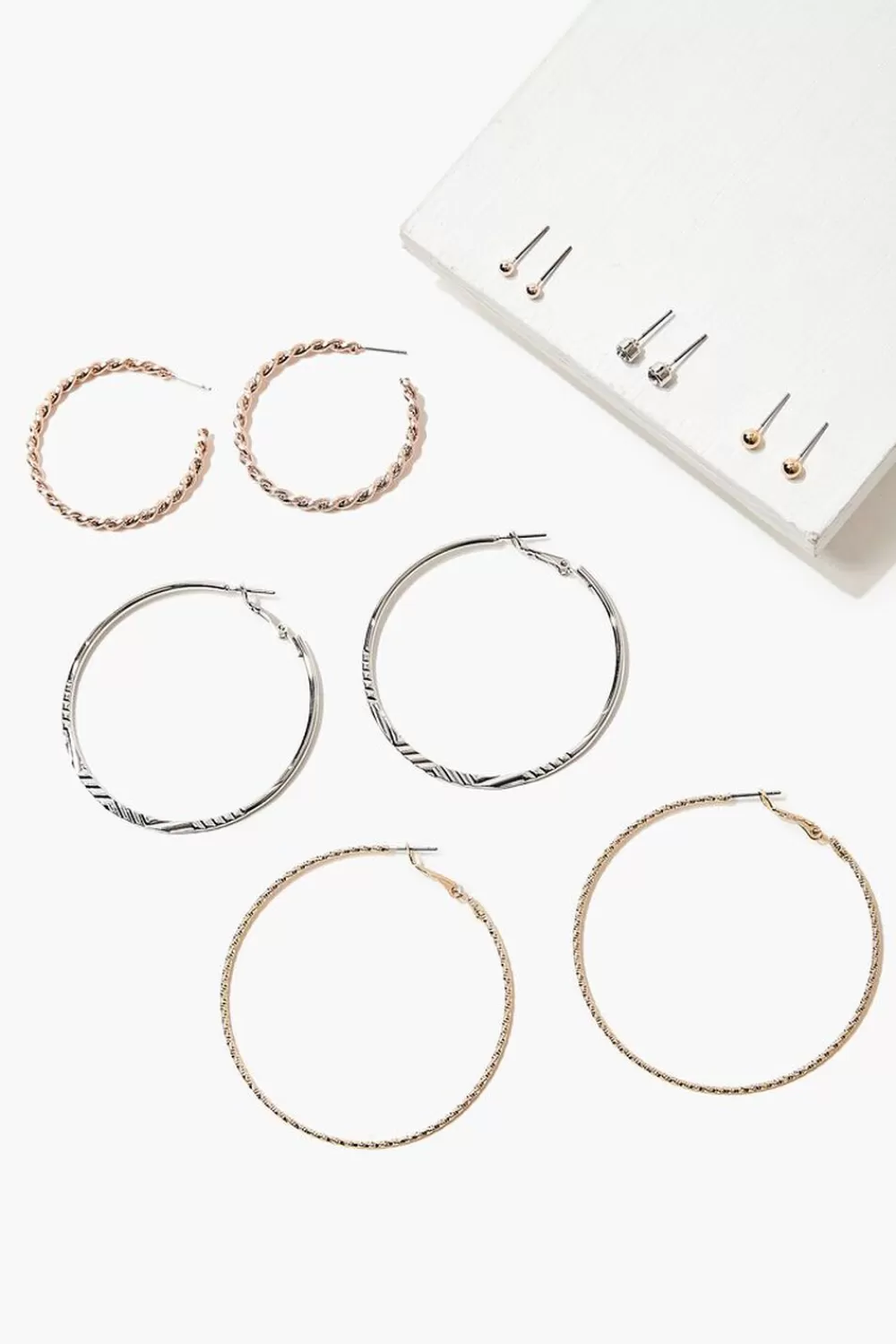 Earrings>Forever 21 Oversized Hoop & Stud Earring Set Gold/Silver