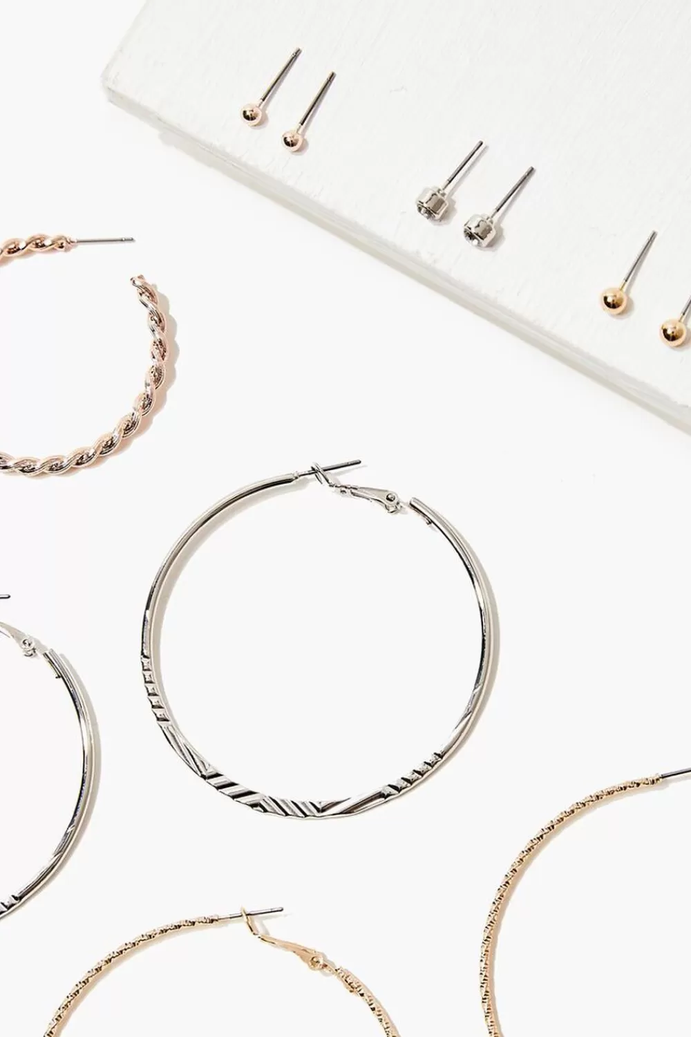 Earrings>Forever 21 Oversized Hoop & Stud Earring Set Gold/Silver