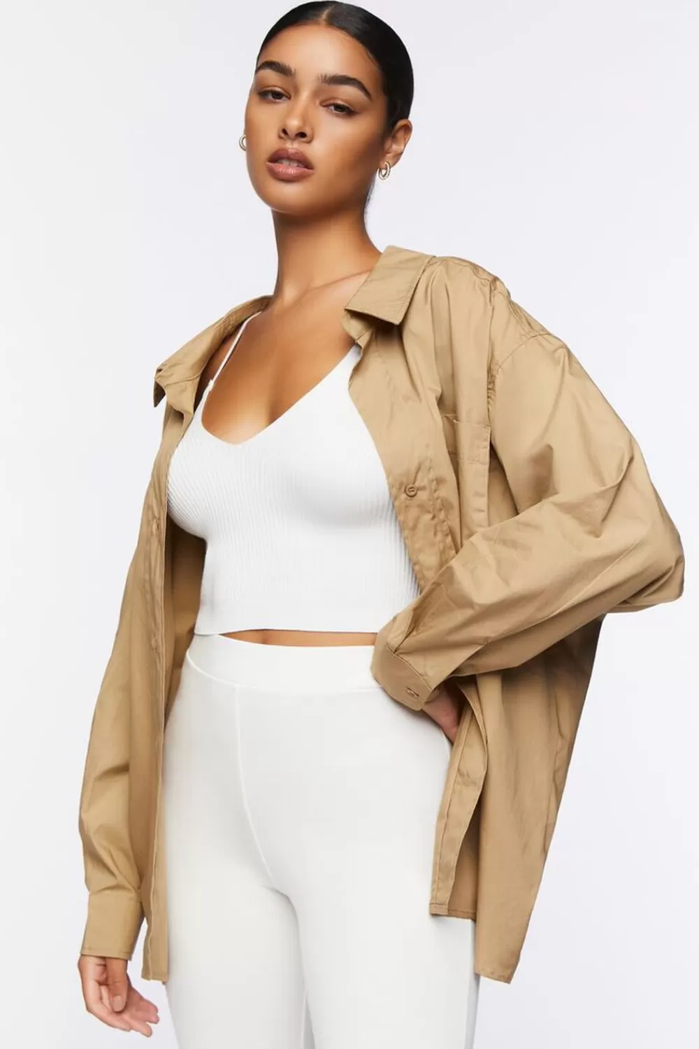 Forever 21 Oversized Poplin Shirt | Women Tops