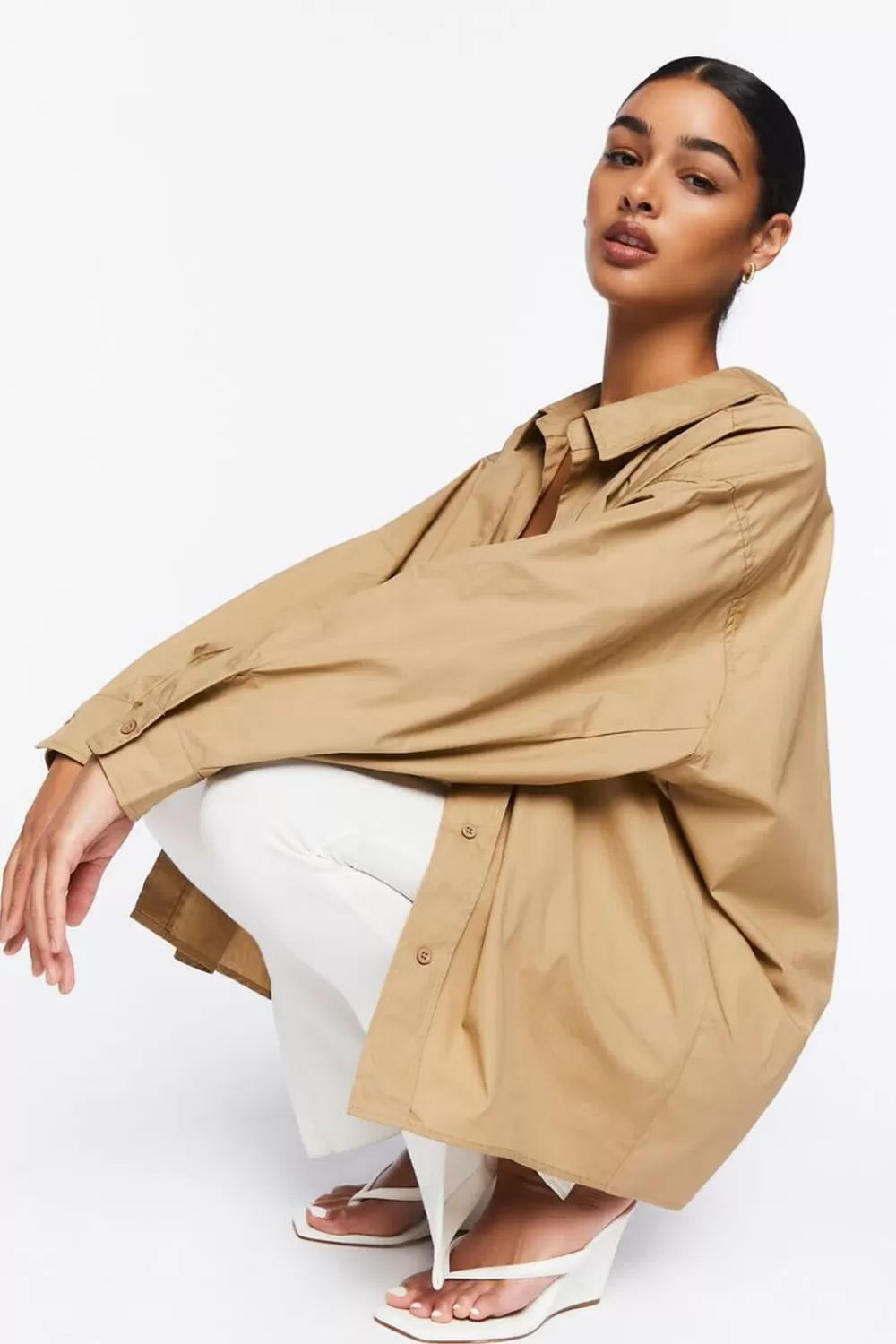 Forever 21 Oversized Poplin Shirt | Women Tops