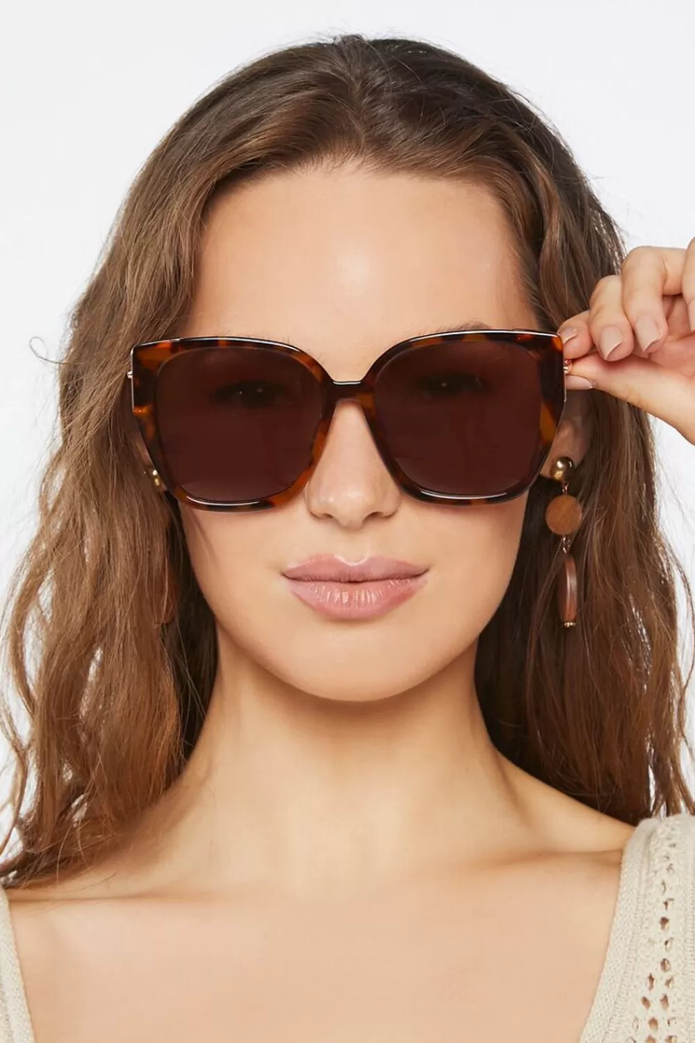 Sunglasses + Readers>Forever 21 Oversized Square Sunglasses Brown/Brown