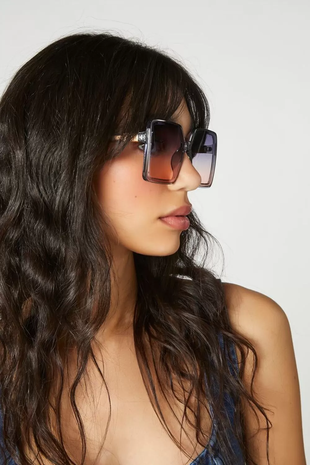 Sunglasses + Readers>Forever 21 Oversized Square Sunglasses Blue/Blush