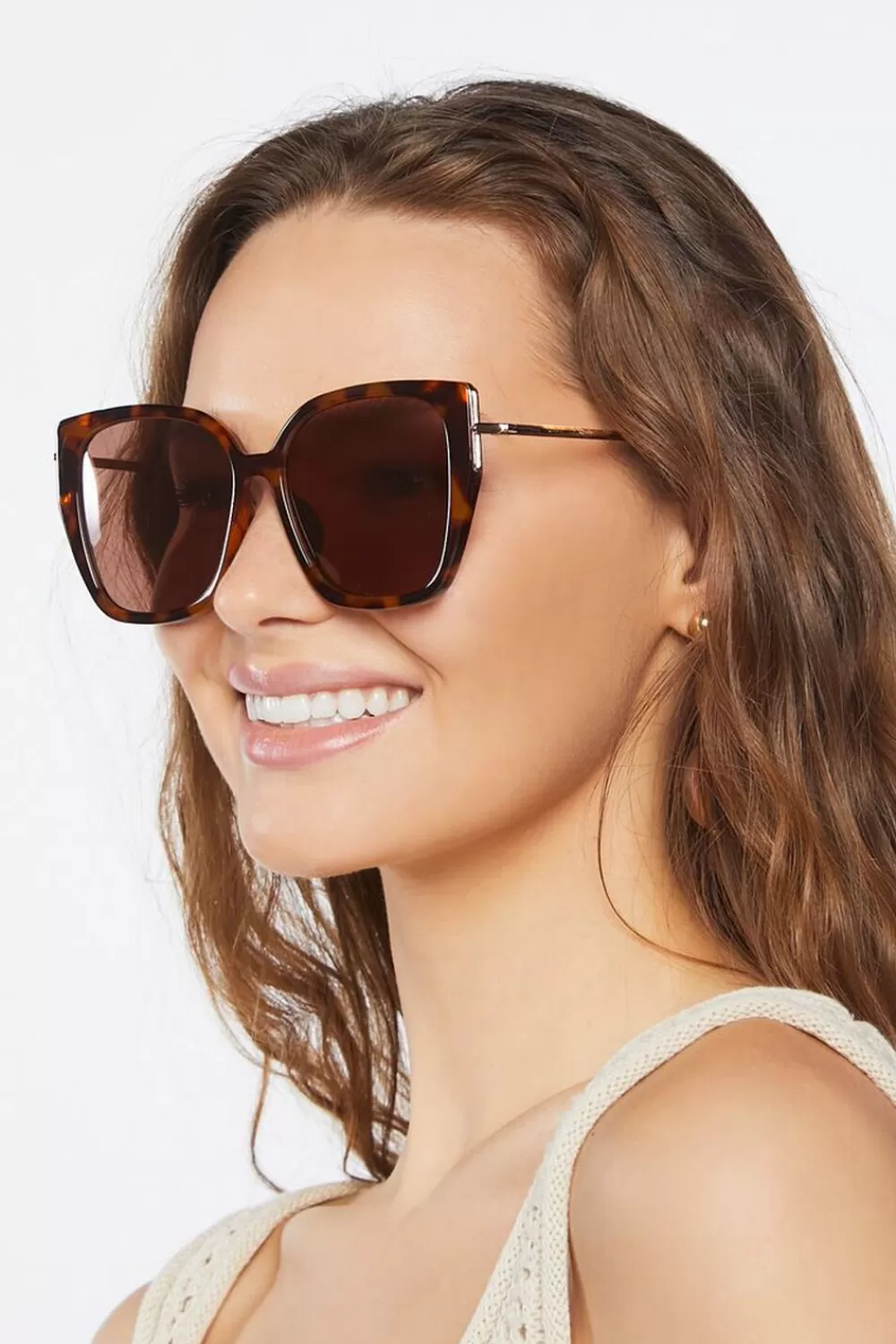 Sunglasses + Readers>Forever 21 Oversized Square Sunglasses Brown/Brown