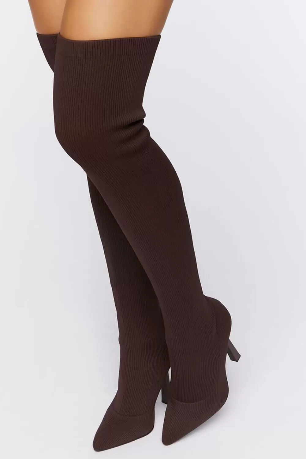Boots + Booties>Forever 21 Over-The-Knee Sock Boots Brown
