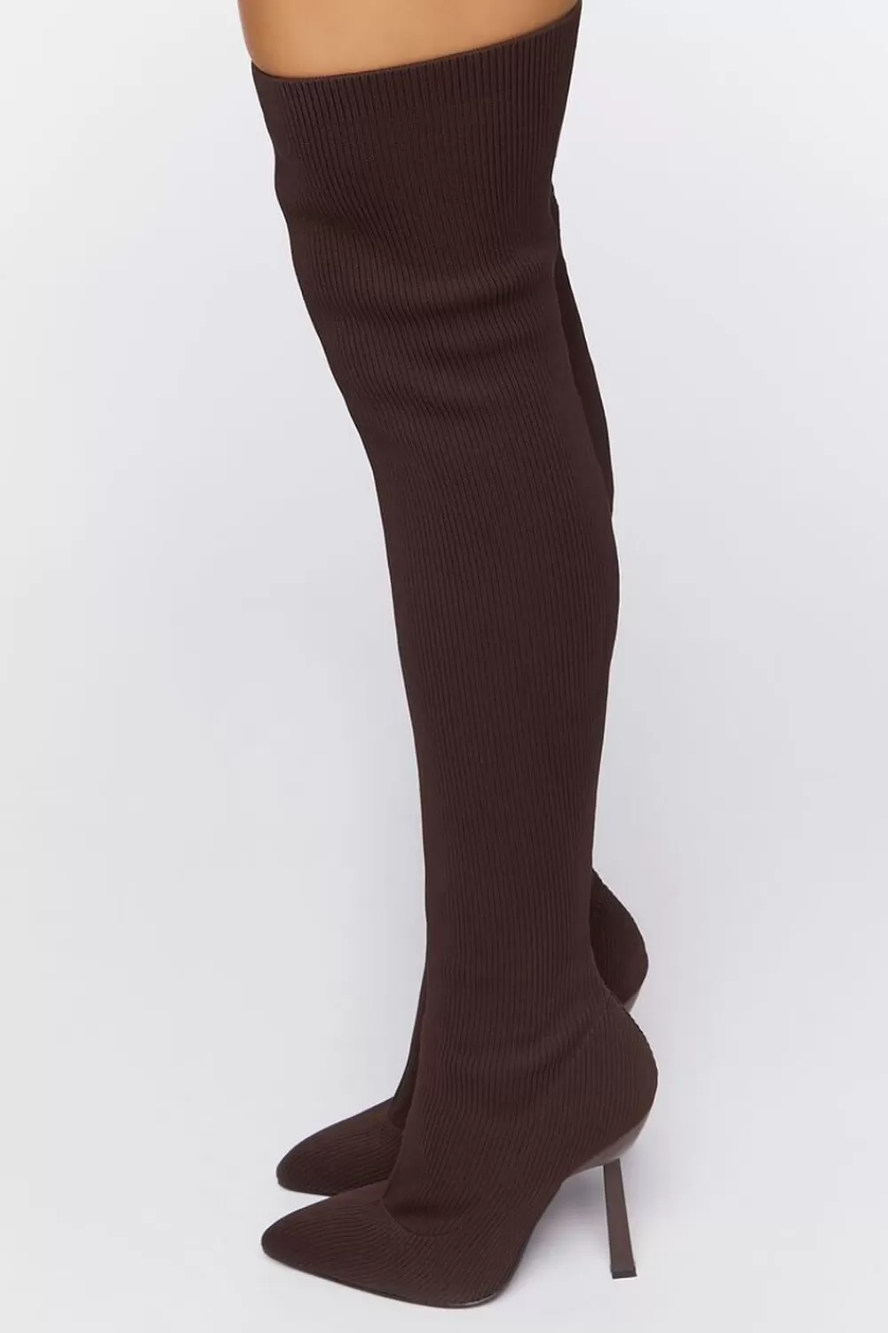 Boots + Booties>Forever 21 Over-The-Knee Sock Boots Brown