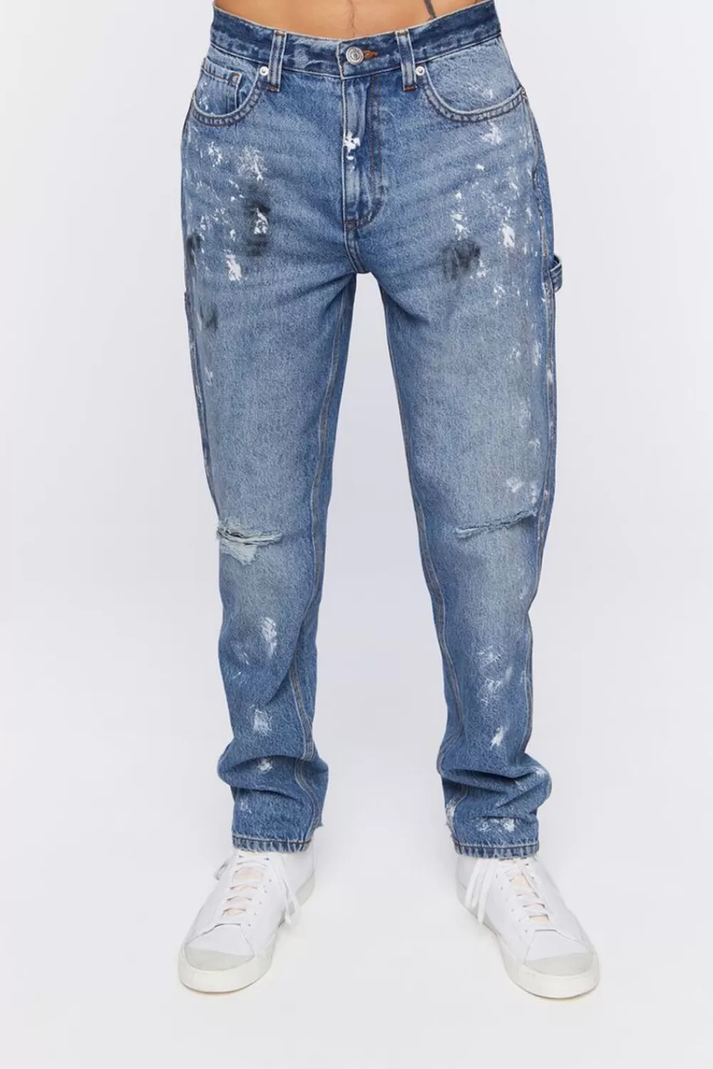 Jeans + Denim>Forever 21 Paint Splatter Cargo Jeans Medium Denim