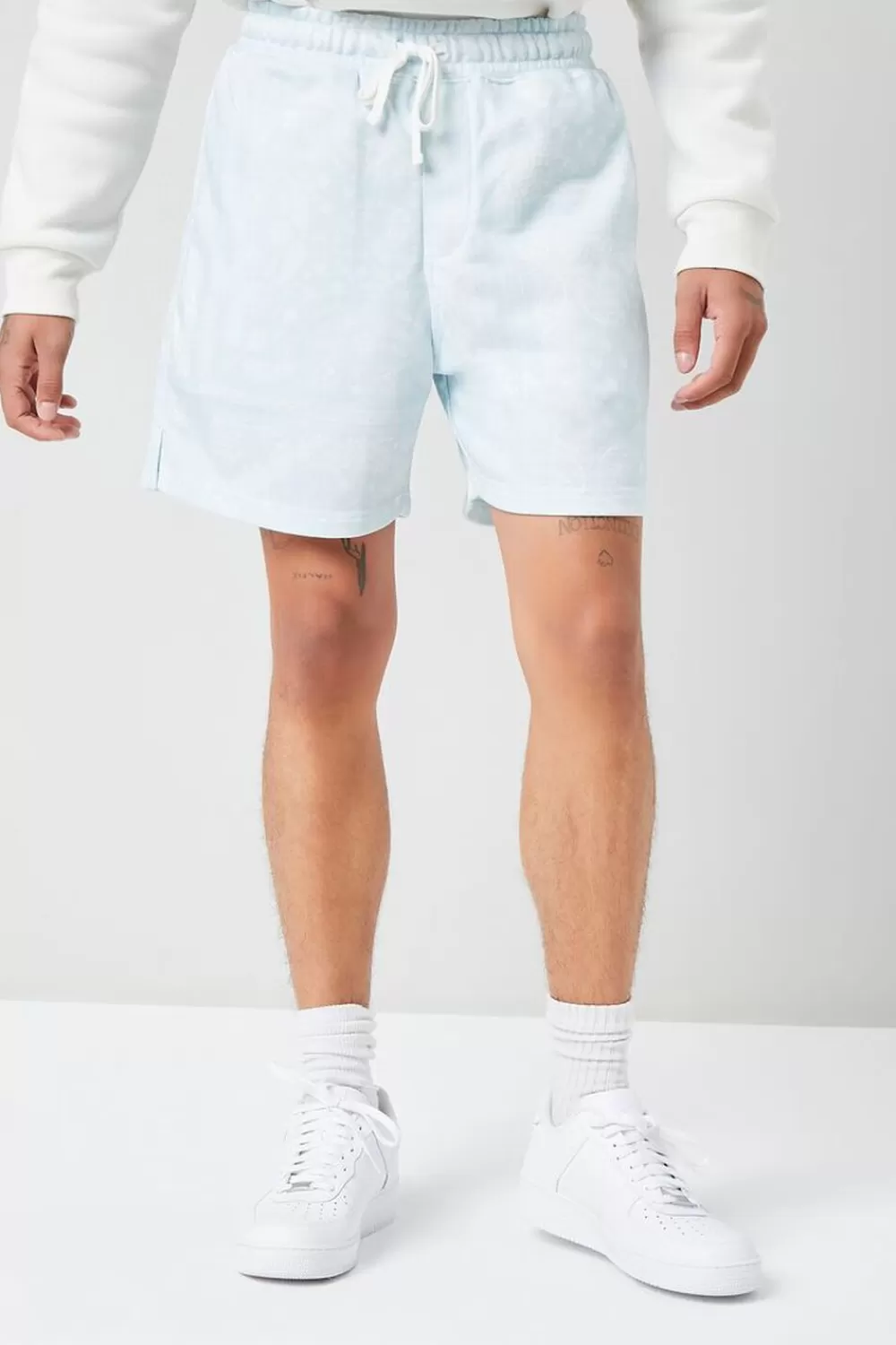 Bottoms>Forever 21 Paisley Print Sweatshorts Light Blue/Cream