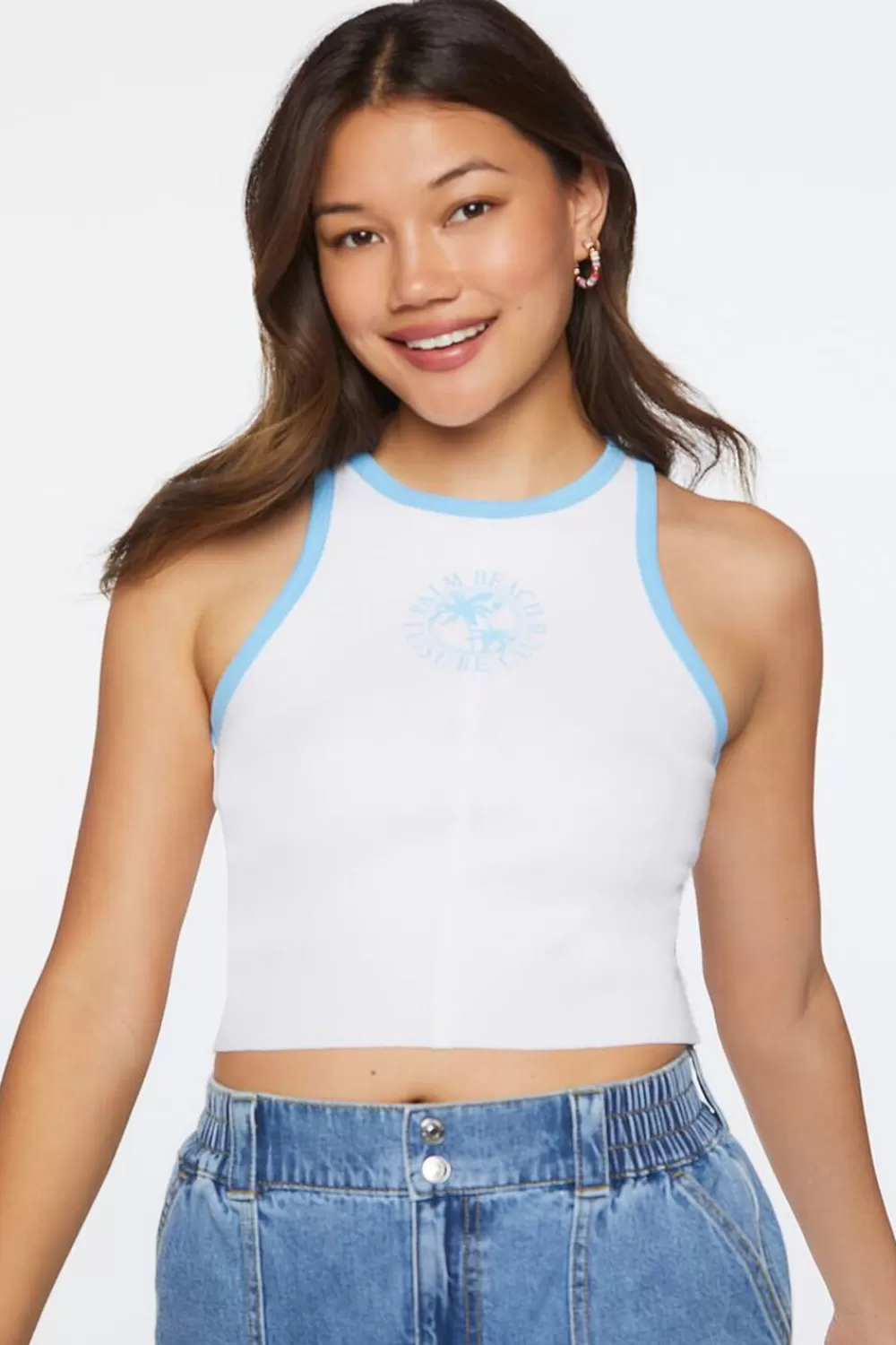 Forever 21 Palm Beach Club Graphic Ringer Crop Top | Women Tops