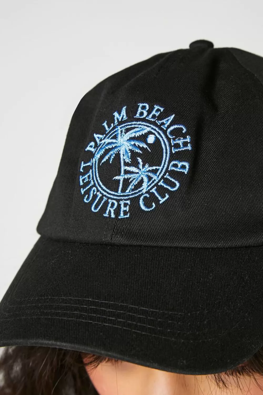 Hats + Beanies>Forever 21 Palm Beach Embroidered Baseball Cap Black/Blue