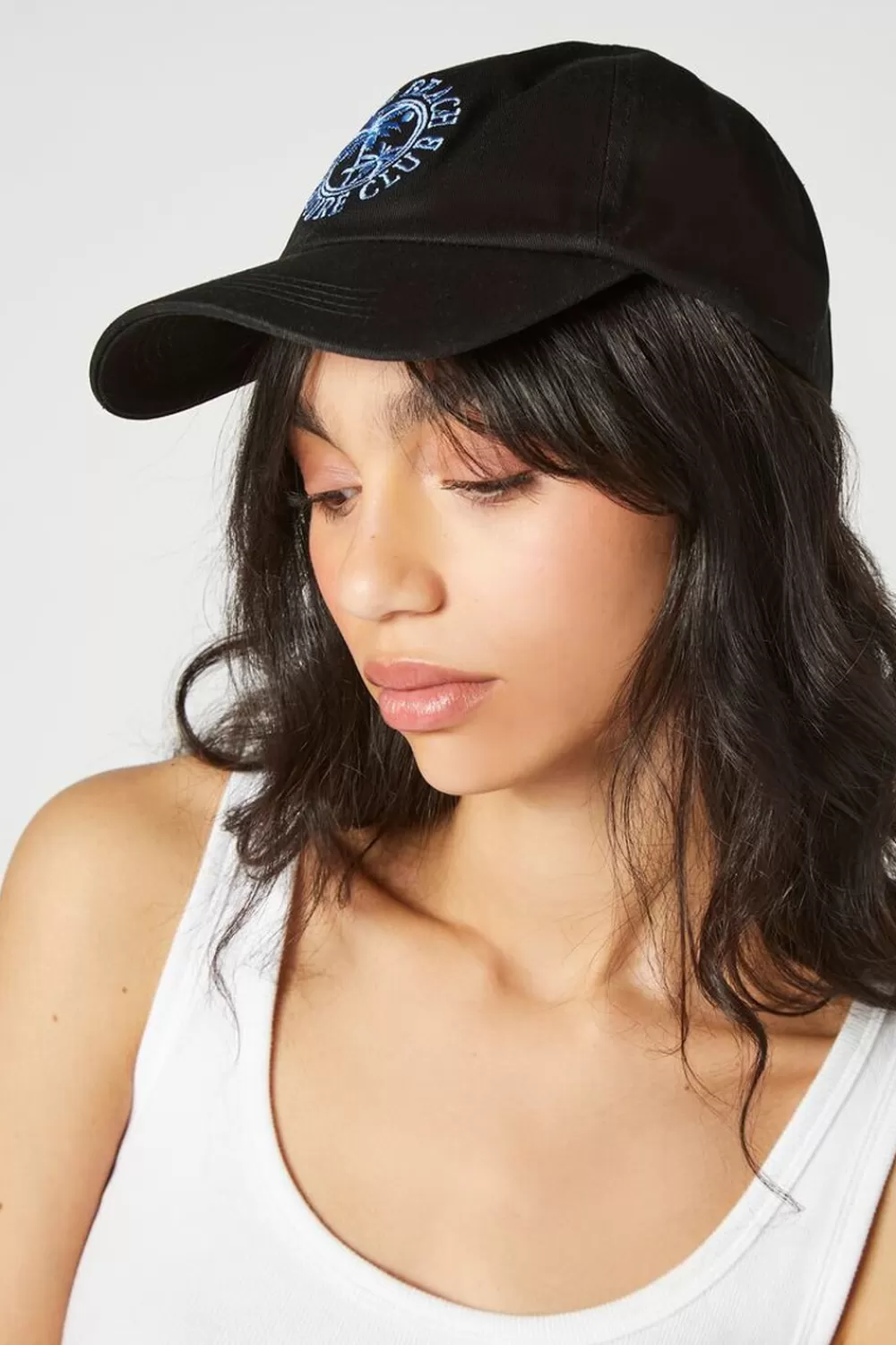 Hats + Beanies>Forever 21 Palm Beach Embroidered Baseball Cap Black/Blue