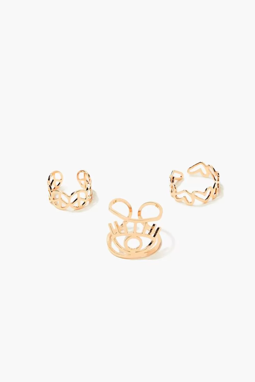 Body Jewelry>Forever 21 Peace Sign & Heart Toe Ring Set Gold