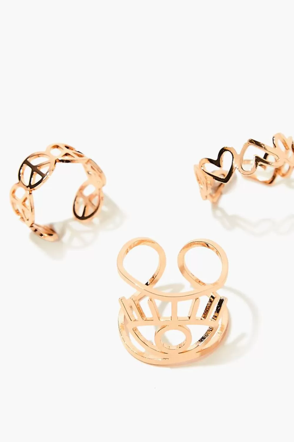 Body Jewelry>Forever 21 Peace Sign & Heart Toe Ring Set Gold
