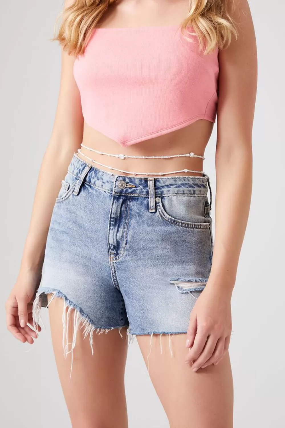 Body Jewelry>Forever 21 Pearlescent Belly Chain White