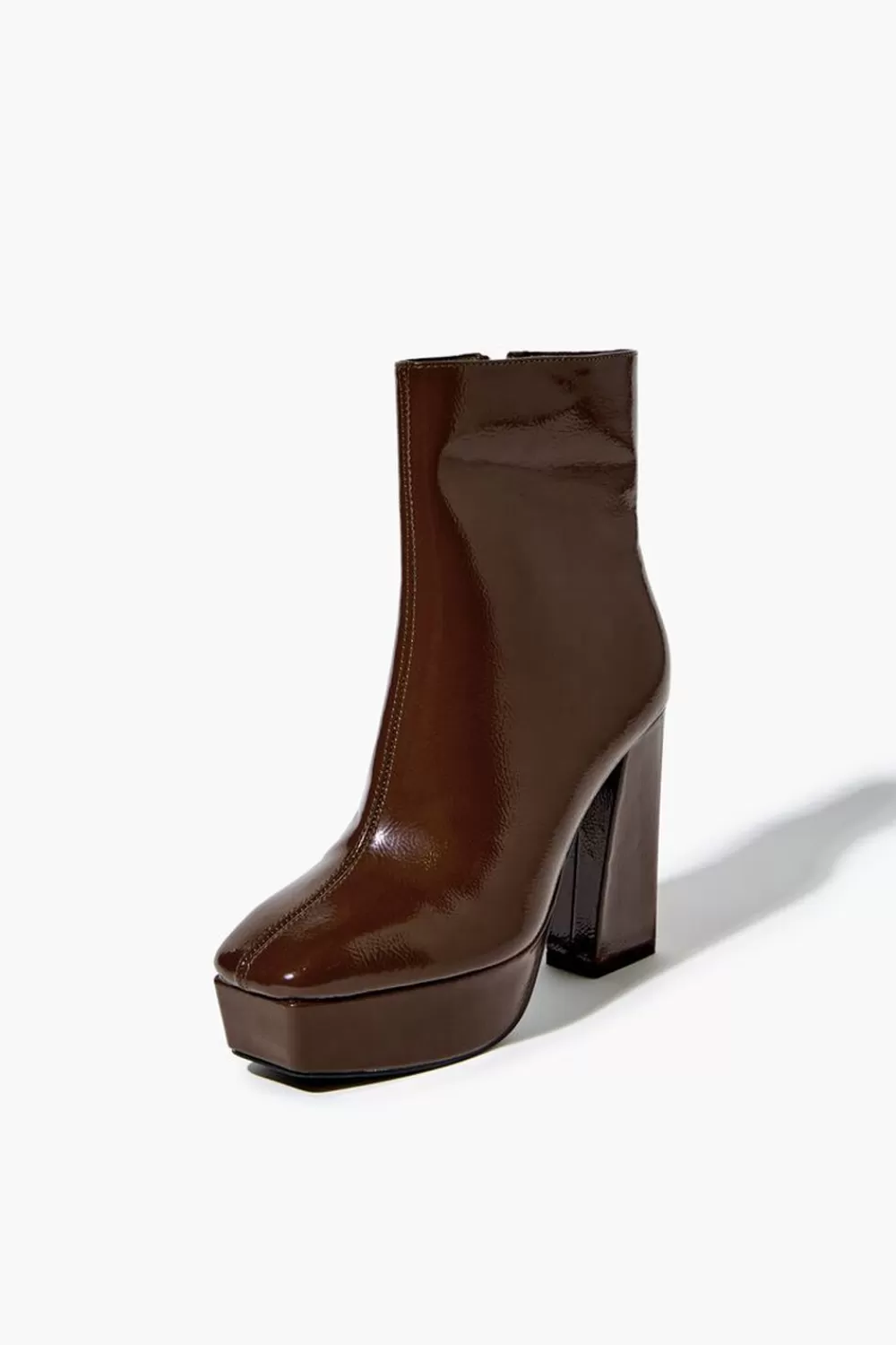 Boots + Booties>Forever 21 Pebbled Faux Leather Booties Brown