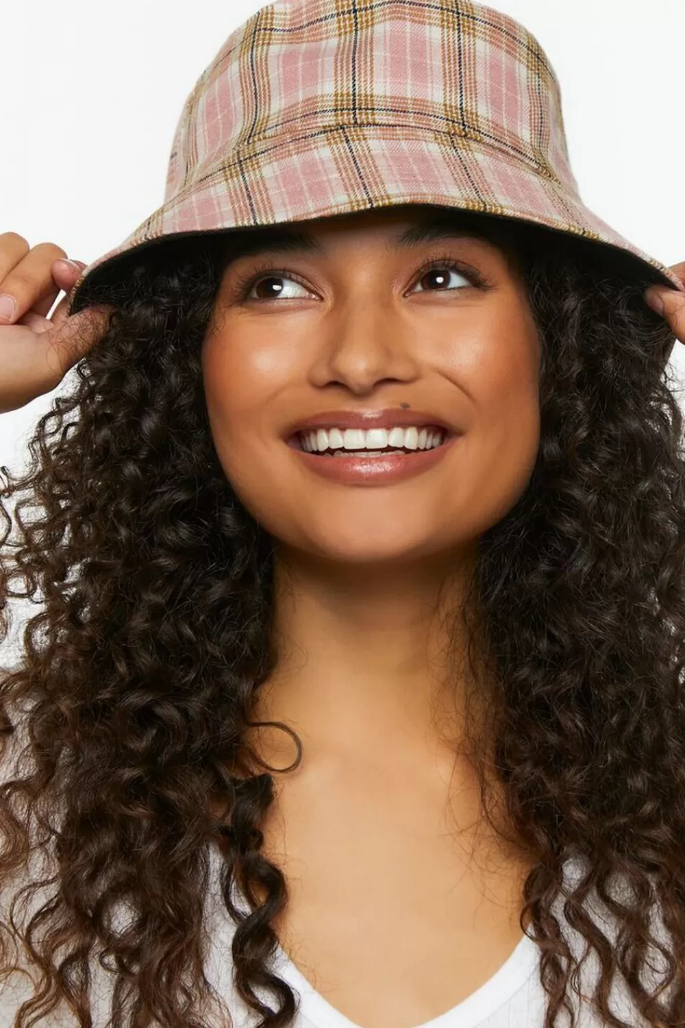 Hats + Beanies>Forever 21 Plaid Bucket Hat Pink/Multi