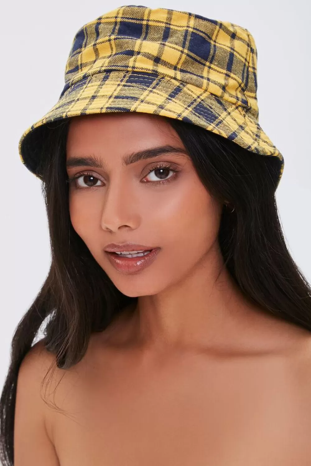 Hats + Beanies>Forever 21 Plaid Bucket Hat Mustard/Multi