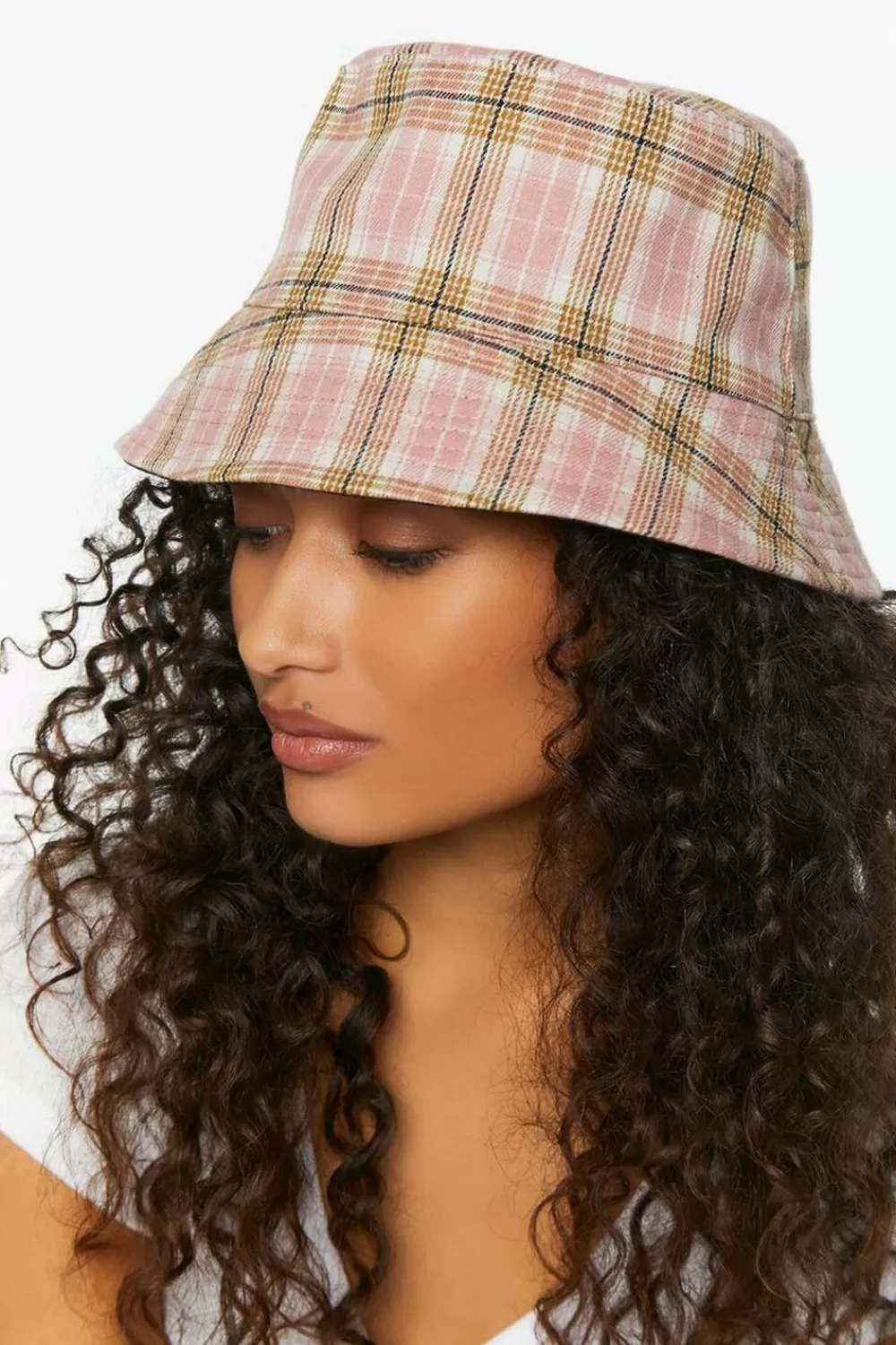 Hats + Beanies>Forever 21 Plaid Bucket Hat Pink/Multi