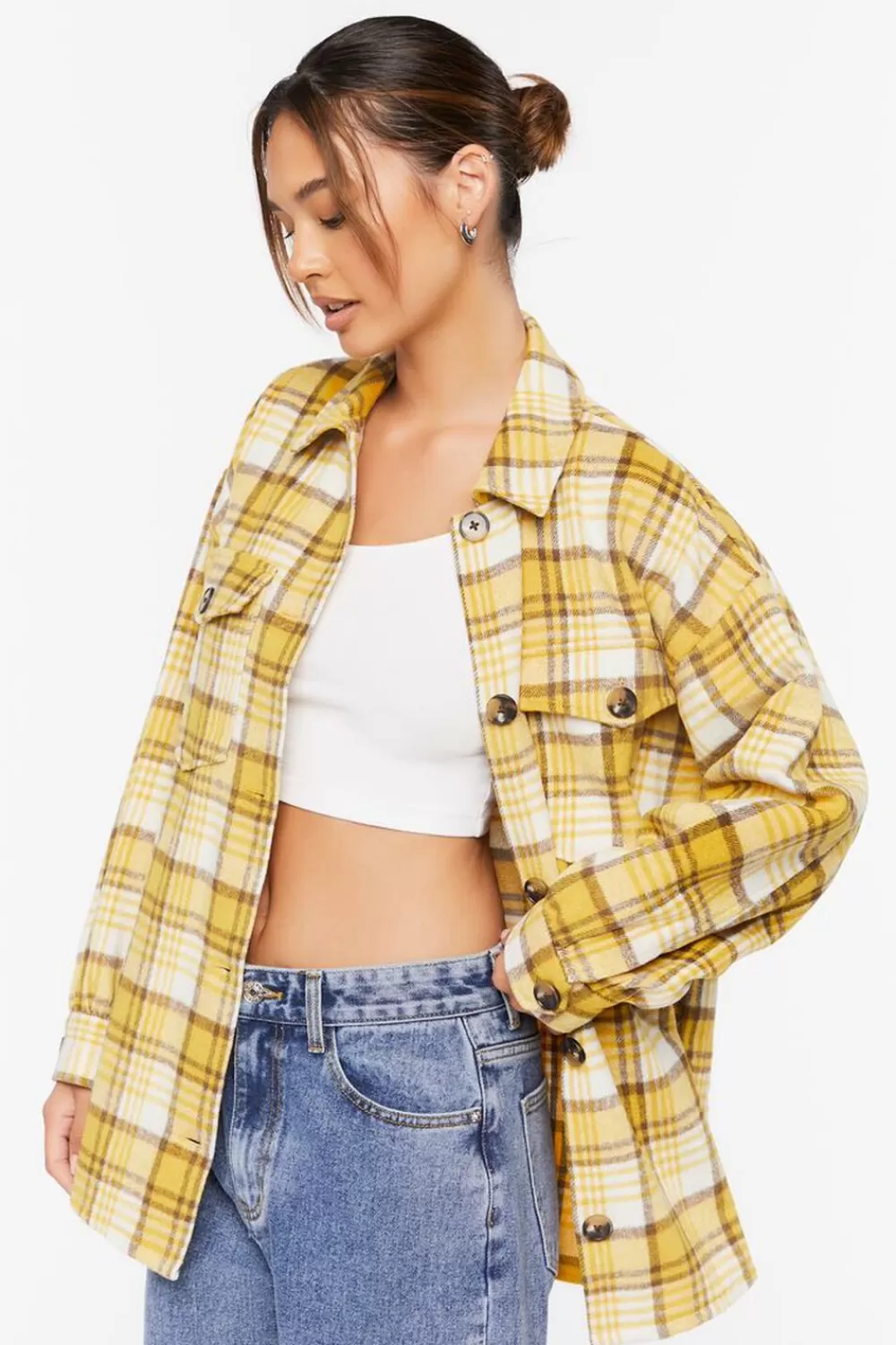 Forever 21 Plaid Button-Up Shacket | Women Tops