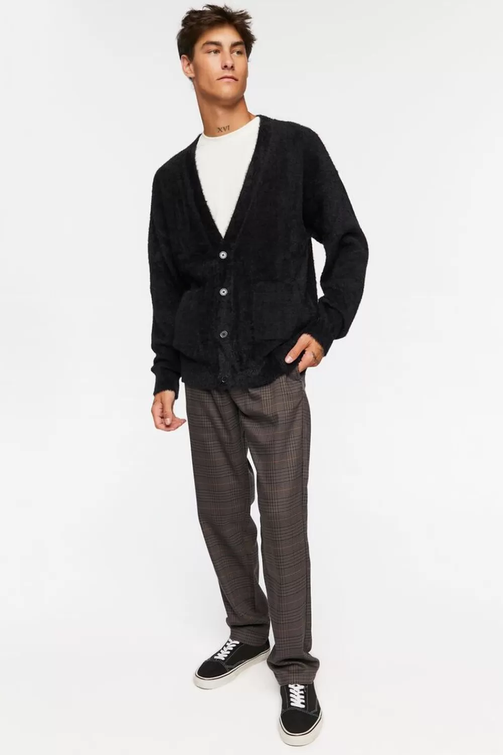 Bottoms>Forever 21 Plaid Drawstring Trousers Charcoal/Multi