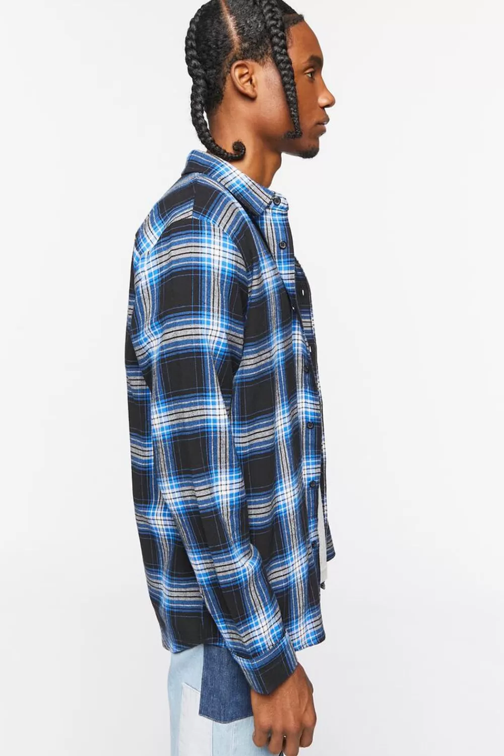 Shirts>Forever 21 Plaid Flannel Shirt Black/Blue