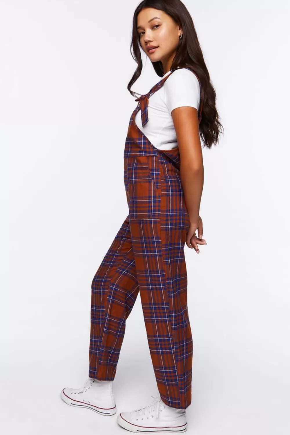 Rompers + Jumpsuits>Forever 21 Plaid Straight-Leg Jumpsuit Rust/Multi