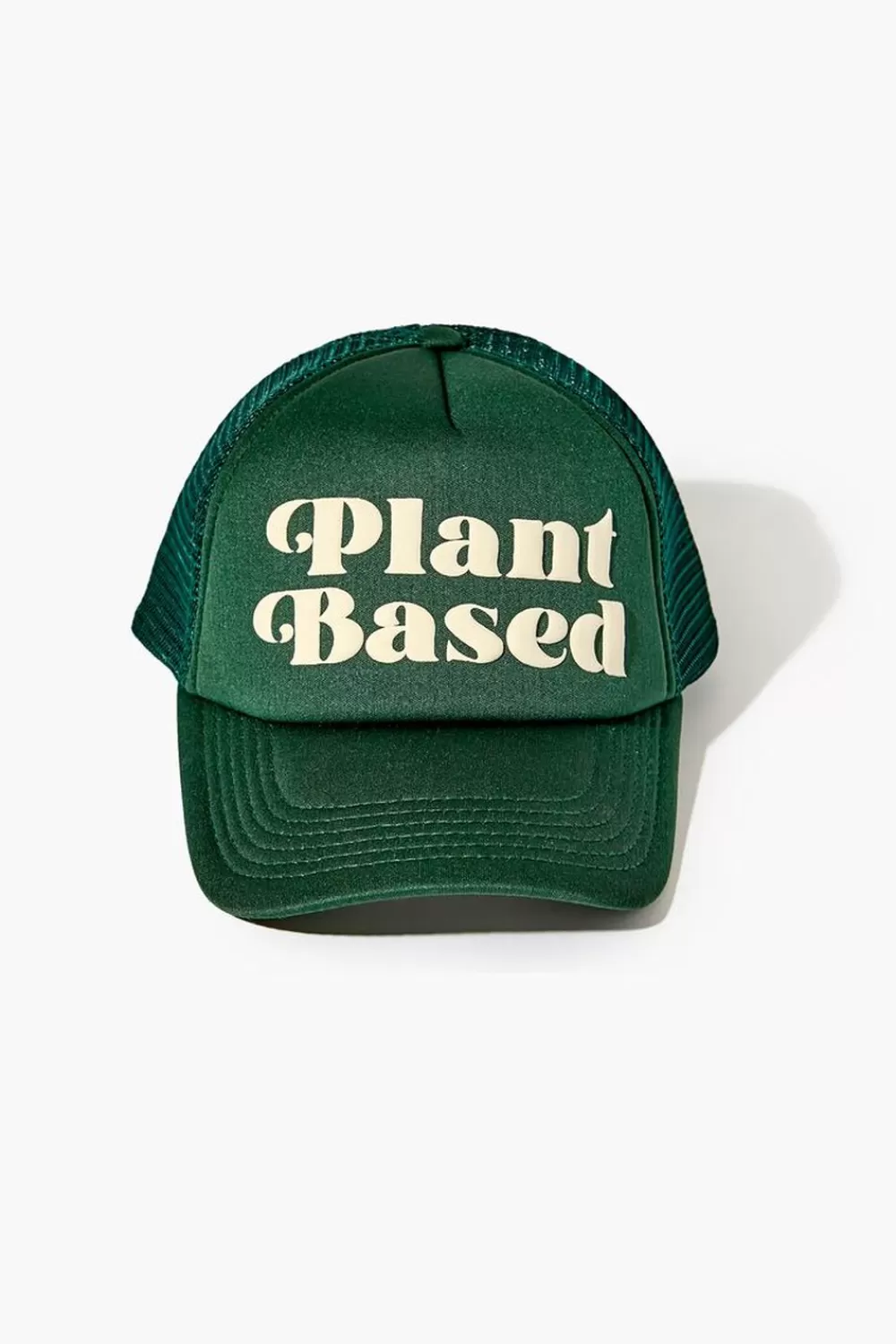 Hats + Beanies>Forever 21 Plant Based Graphic Trucker Hat Green/White