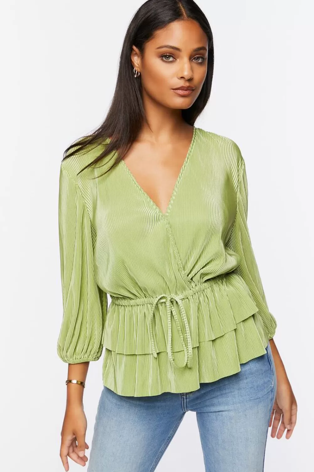 Forever 21 Plisse Surplice Layered-Hem Top | Women Tops